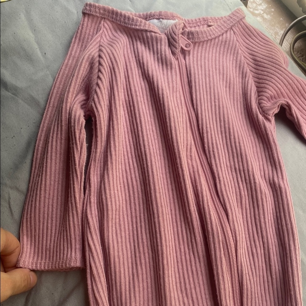 Pink Ribbed Long Sleeve Top